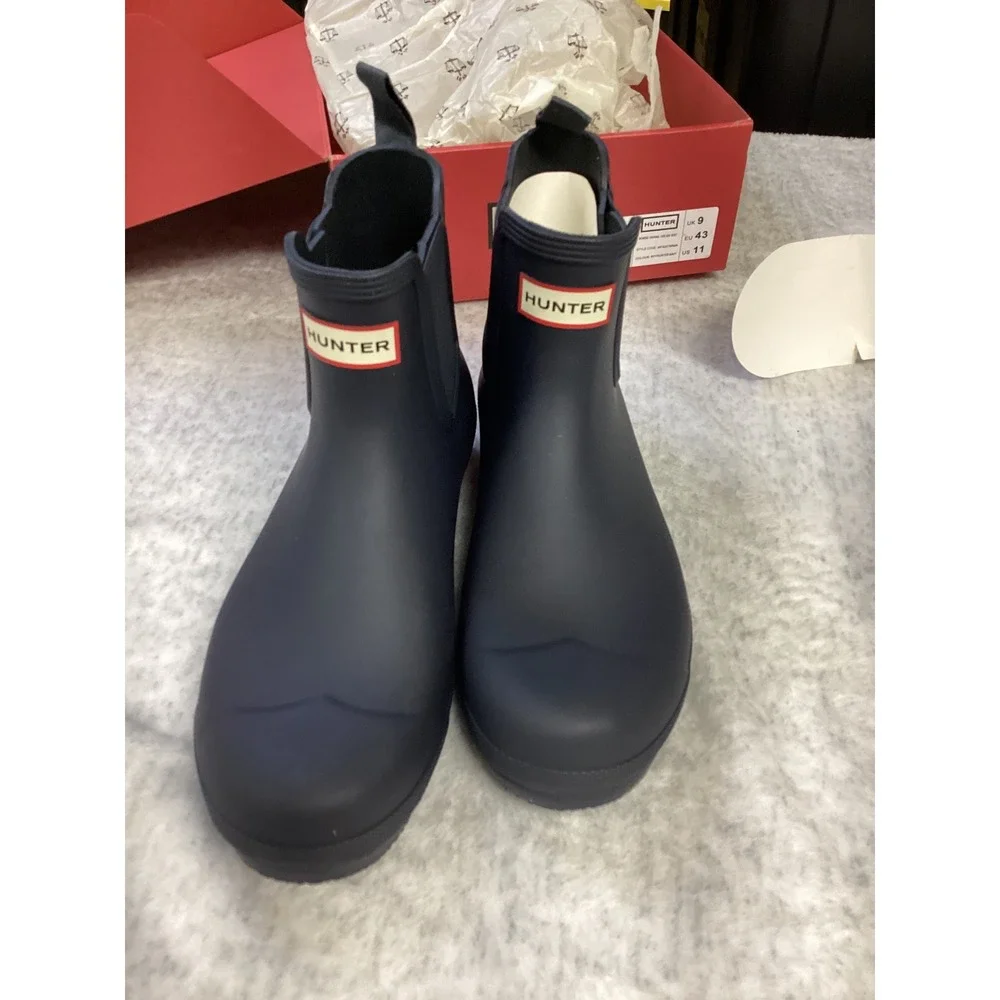 Hunter Womens Original Chelsea‎ Boot Navy Blue Matte Rain Boots WFS2078RMA US 11